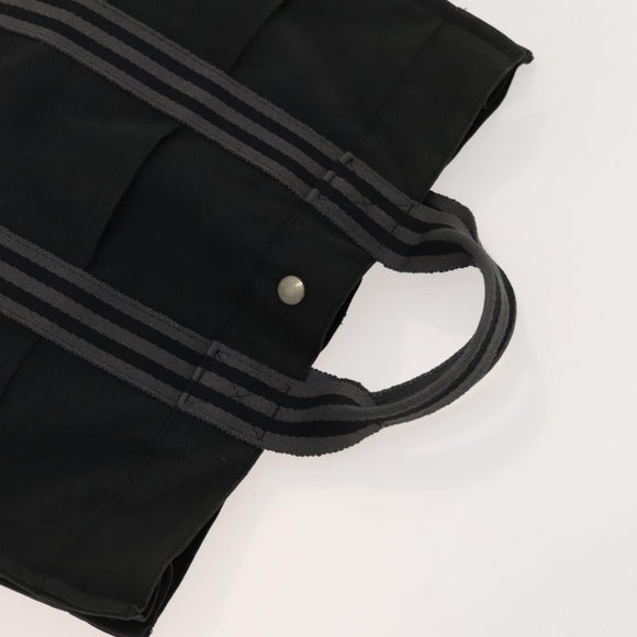HERMES Hand Bag Canvas 4Set Black Gray Auth ti3190