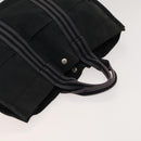 HERMES Hand Bag Canvas 4Set Black Gray Auth ti3190-16
