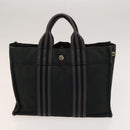 HERMES Hand Bag Canvas 4Set Black Gray Auth ti3190-20