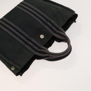HERMES Hand Bag Canvas 4Set Black Gray Auth ti3190-22