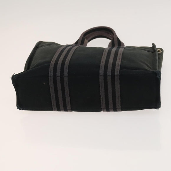 HERMES Hand Bag Canvas 4Set Black Gray Auth ti3190