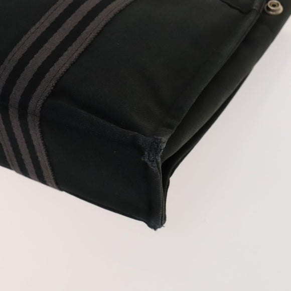 HERMES Hand Bag Canvas 4Set Black Gray Auth ti3190