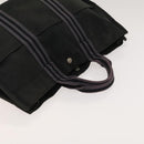HERMES Hand Bag Canvas 4Set Black Gray Auth ti3190-4
