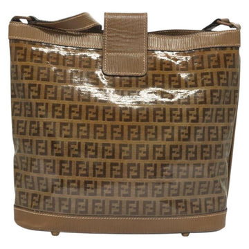 FENDI Zucchino Canvas Shoulder Bag Vintage Brown Auth ti3193 - 0