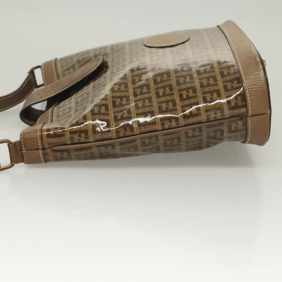 FENDI Zucchino Canvas Shoulder Bag Vintage Brown Auth ti3193