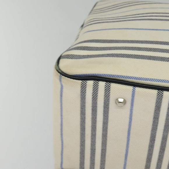 BURBERRY Nova Check Boston Bag Canvas Beige Silver Auth ti3201