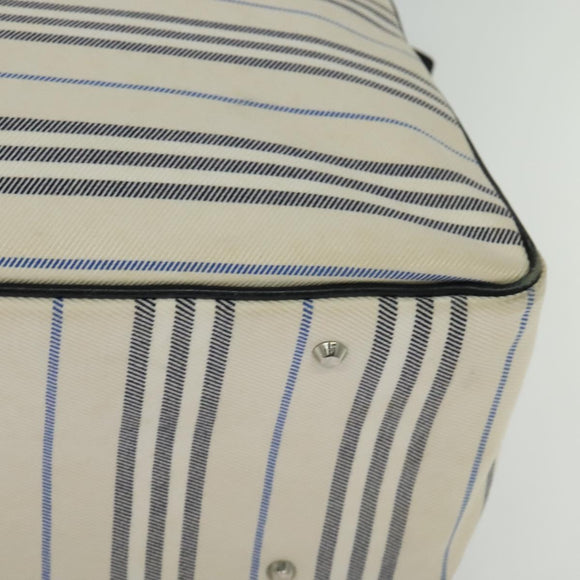 BURBERRY Nova Check Boston Bag Canvas Beige Silver Auth ti3201