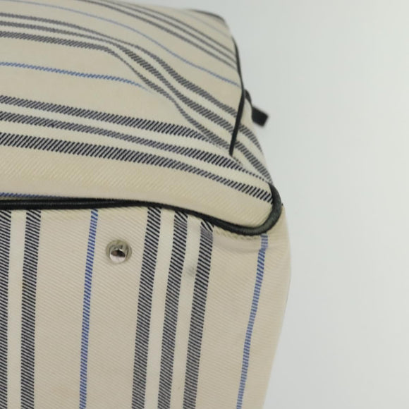 BURBERRY Nova Check Boston Bag Canvas Beige Silver Auth ti3201