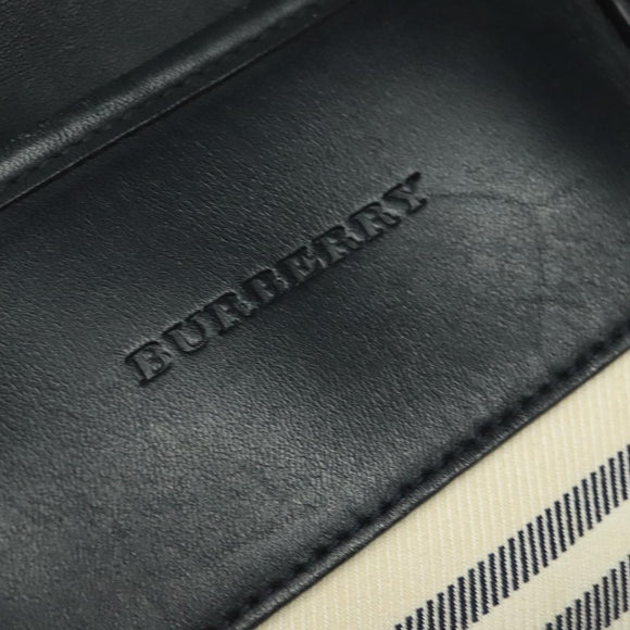 BURBERRY Nova Check Boston Bag Canvas Beige Silver Auth ti3201