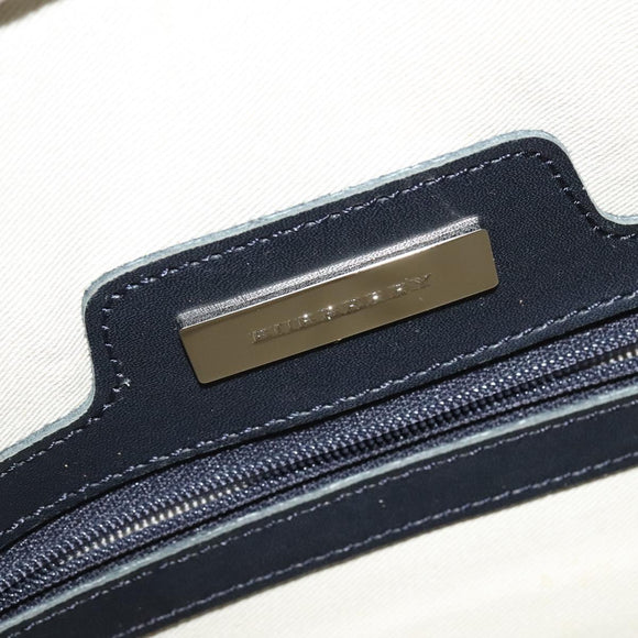 BURBERRY Nova Check Boston Bag Canvas Beige Silver Auth ti3201