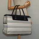 BURBERRY Nova Check Boston Bag Canvas Beige Silver Auth ti3201-20
