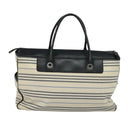 BURBERRY Nova Check Boston Bag Canvas Beige Silver Auth ti3201-2