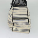 BURBERRY Nova Check Boston Bag Canvas Beige Silver Auth ti3201-3