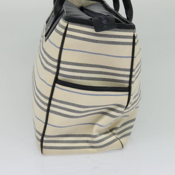 BURBERRY Nova Check Boston Bag Canvas Beige Silver Auth ti3201