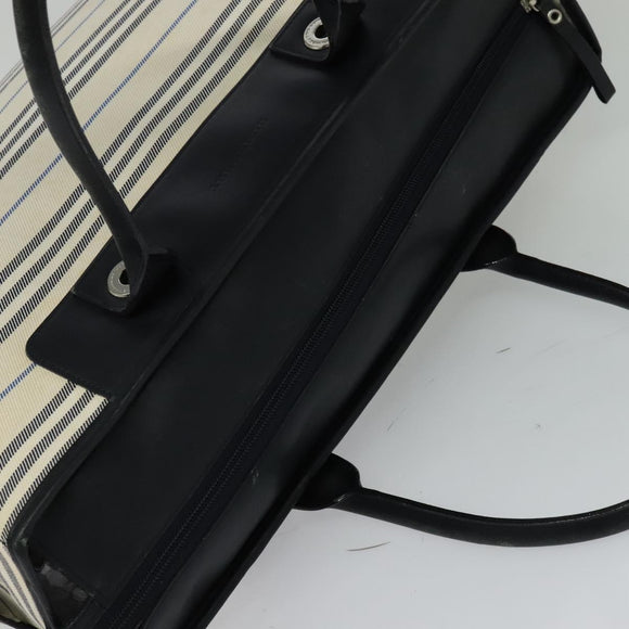 BURBERRY Nova Check Boston Bag Canvas Beige Silver Auth ti3201