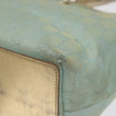 GUCCI GG Canvas Tote Bag Light Blue Gold 002 1099 Auth ti3205-9