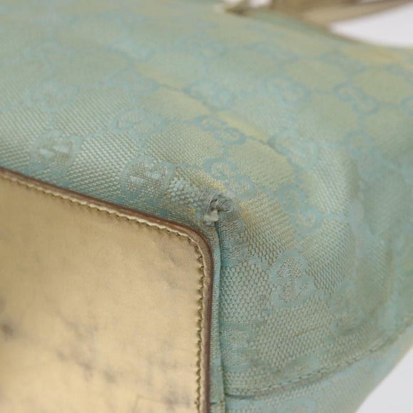 GUCCI GG Canvas Tote Bag Light Blue Gold 002 1099 Auth ti3205