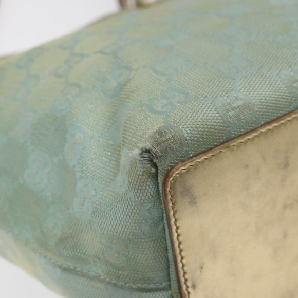 GUCCI GG Canvas Tote Bag Light Blue Gold 002 1099 Auth ti3205