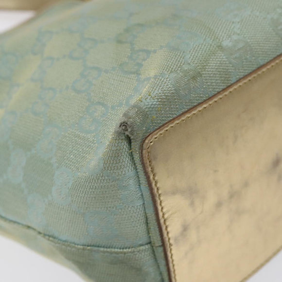 GUCCI GG Canvas Tote Bag Light Blue Gold 002 1099 Auth ti3205