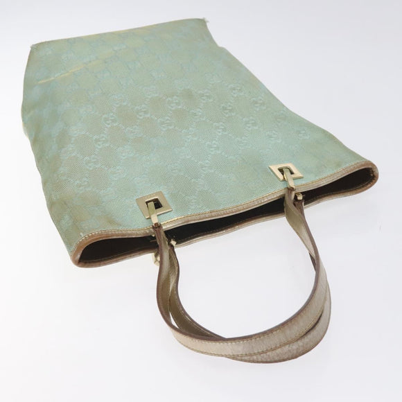 GUCCI GG Canvas Tote Bag Light Blue Gold 002 1099 Auth ti3205