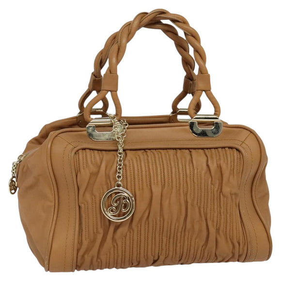 BALLY Hand Bag Leather Brown Gold Auth ti3209