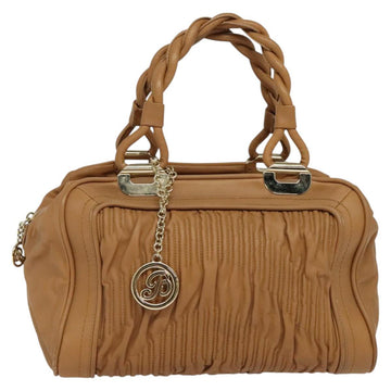 BALLY Hand Bag Leather Brown Gold Auth ti3209 - 0