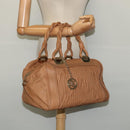 BALLY Hand Bag Leather Brown Gold Auth ti3209-22
