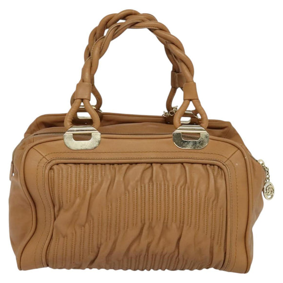 BALLY Hand Bag Leather Brown Gold Auth ti3209