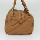 BALLY Hand Bag Leather Brown Gold Auth ti3209-5