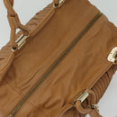 BALLY Hand Bag Leather Brown Gold Auth ti3209-6