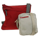 PRADA Sports Shoulder Bag Nylon 2Set Red Beige Silver Auth ti3215-1