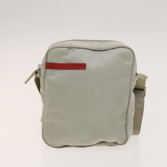 PRADA Sports Shoulder Bag Nylon 2Set Red Beige Silver Auth ti3215