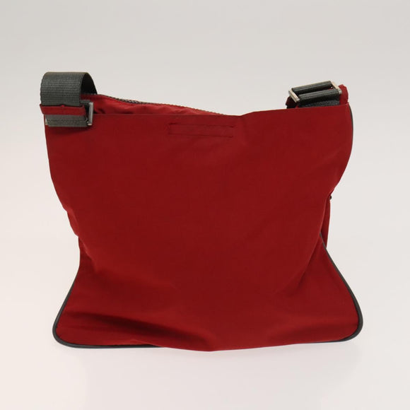 PRADA Sports Shoulder Bag Nylon 2Set Red Beige Silver Auth ti3215