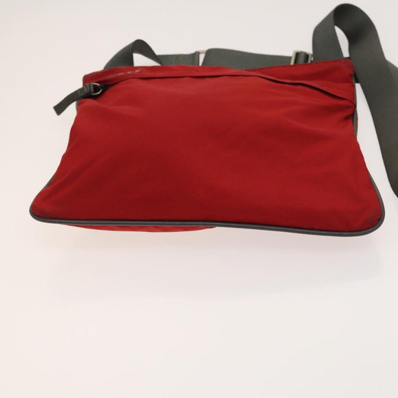 PRADA Sports Shoulder Bag Nylon 2Set Red Beige Silver Auth ti3215