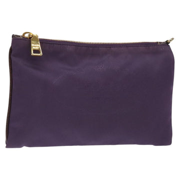 PRADA Pouch Nylon Purple Gold Auth ti3227