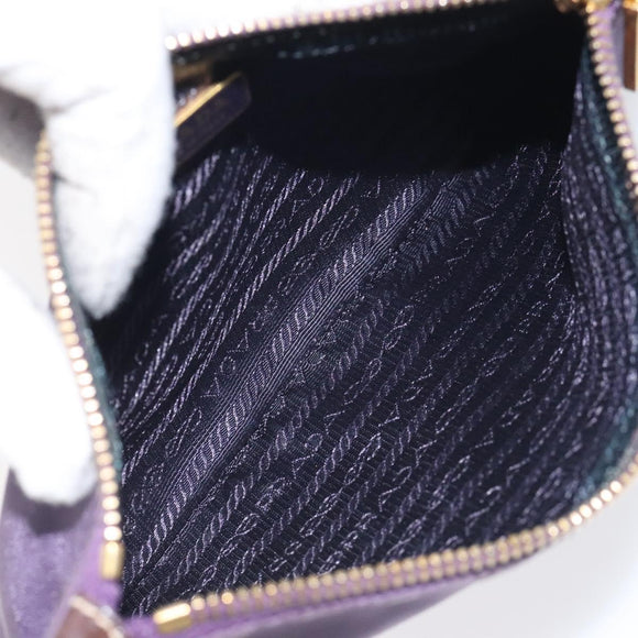 PRADA Pouch Nylon Purple Gold Auth ti3227
