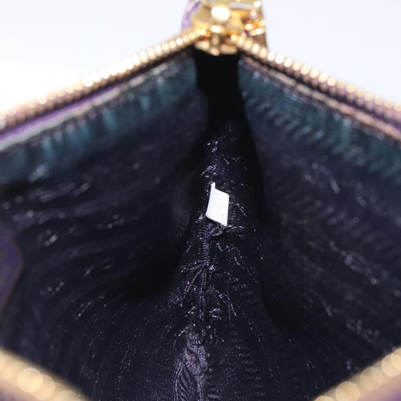 PRADA Pouch Nylon Purple Gold Auth ti3227