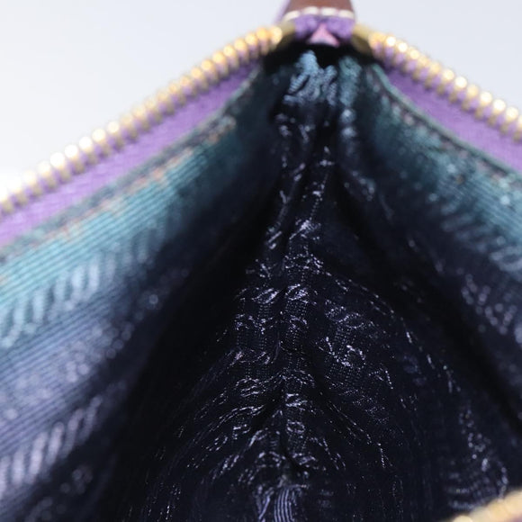 PRADA Pouch Nylon Purple Gold Auth ti3227