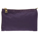 PRADA Pouch Nylon Purple Gold Auth ti3227-13
