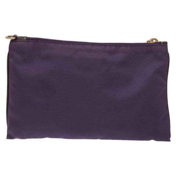 PRADA Pouch Nylon Purple Gold Auth ti3227