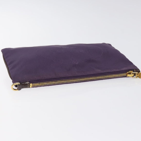 PRADA Pouch Nylon Purple Gold Auth ti3227