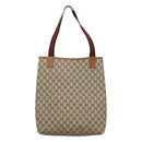 GUCCI GG Supreme Web Sherry Line Tote Bag PVC Beige Gold 39 002 4487 Auth ti3236-3