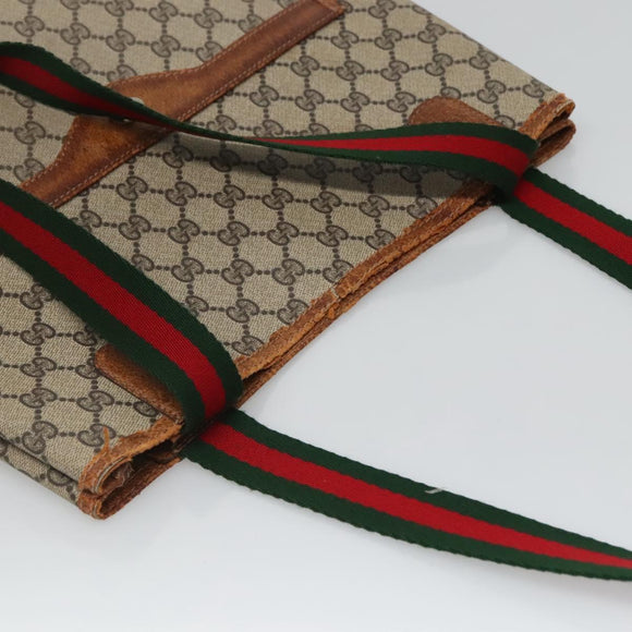 GUCCI GG Supreme Web Sherry Line Tote Bag PVC Beige Gold 39 002 4487 Auth ti3236