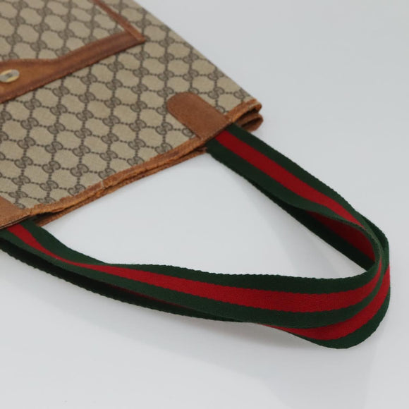 GUCCI GG Supreme Web Sherry Line Tote Bag PVC Beige Gold 39 002 4487 Auth ti3236