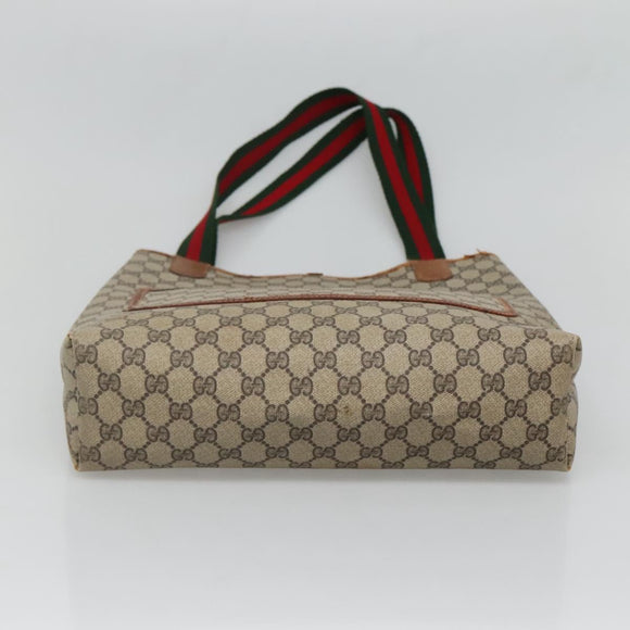 GUCCI GG Supreme Web Sherry Line Tote Bag PVC Beige Gold 39 002 4487 Auth ti3236
