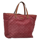 GUCCI GG Canvas Tote Bag Nylon Pink Silver 282439 Auth ti3238-1