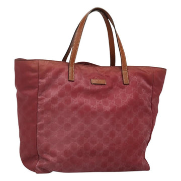 GUCCI GG Canvas Tote Bag Nylon Pink Silver 282439 Auth ti3238