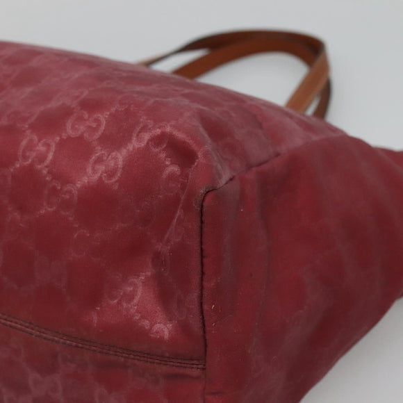 GUCCI GG Canvas Tote Bag Nylon Pink Silver 282439 Auth ti3238