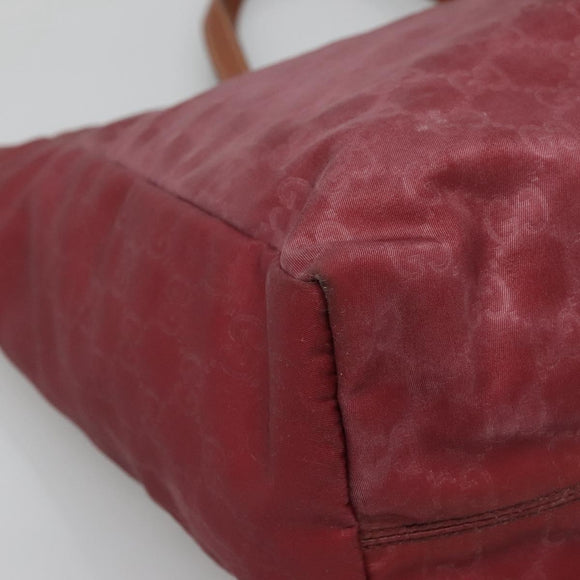 GUCCI GG Canvas Tote Bag Nylon Pink Silver 282439 Auth ti3238