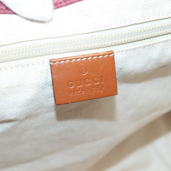 GUCCI GG Canvas Tote Bag Nylon Pink Silver 282439 Auth ti3238
